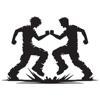 friendship day Fist Bump Confrontation Silhouette vector