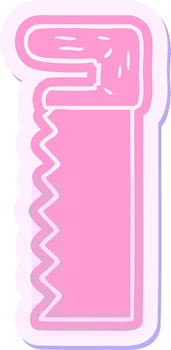 cartoon sticker of a metal saw in bright neon color vector