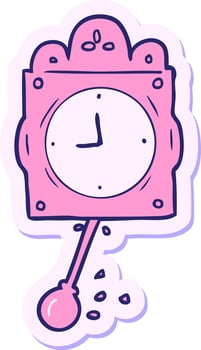 Sticker of pink clock with a spade vector
