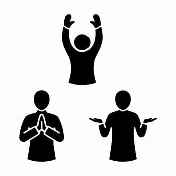 Three human figures depicting different poses and emotions vector
