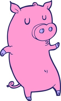 funny cartoon pig in bright neon color vector