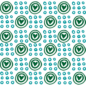 Blue and green circles and hearts seamless pattern png