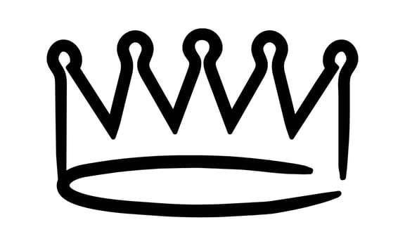 Simple, hand drawn crown represents royalty, power, leadership, monarchy, and authority, suitable for logos, icons, or graphic design projects vector