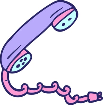 A purple telephone with a cord attached to it vector