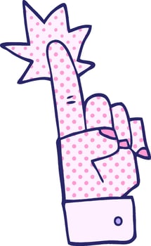 A cartoon finger pointing up with a pink dot vector