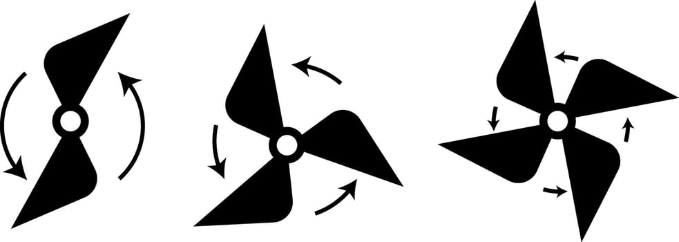 propeller icon set. electric cooler wind sign. Electrical temperature equipment. Cooler sign business concept. Air ventilation symbol vector