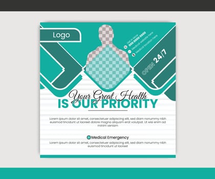 Unique medical poster and social media post template vector
