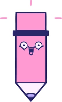 gradient shaded cartoon of a pencil in bright neon color vector