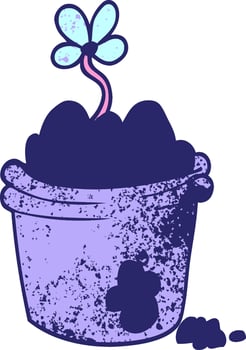A pot with a flower in it and a rock vector