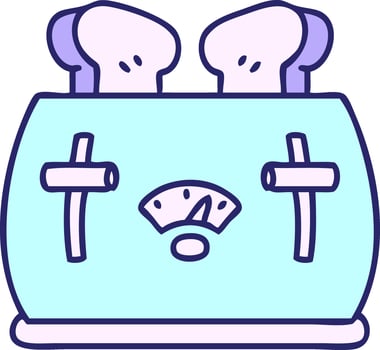 cartoon of a toaster popping out toast in bright neon color vector