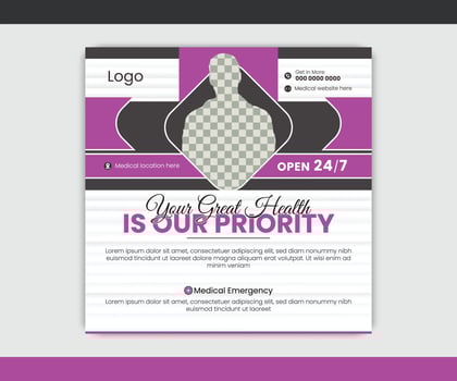 Corporate medical poster and social media post design vector