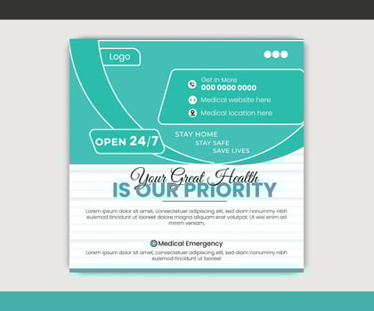 Modern medical social media post design template vector