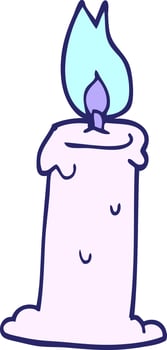 A cartoon candle with a blue flame vector