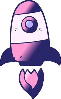 A pink and purple rocket with a heart on it vector