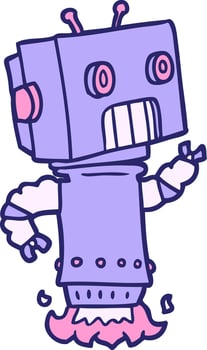 A cartoon purple robot with a pink nose vector