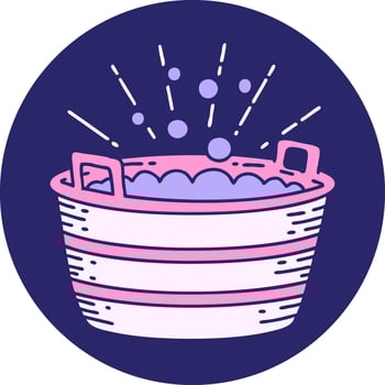 icon of a tattoo style tin bath in bright neon color vector