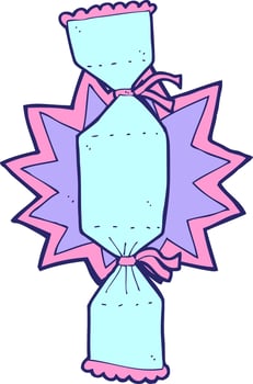 cartoon christmas cracker in bright neon color vector