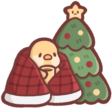 Chicken sitting next to a Christmas tree png