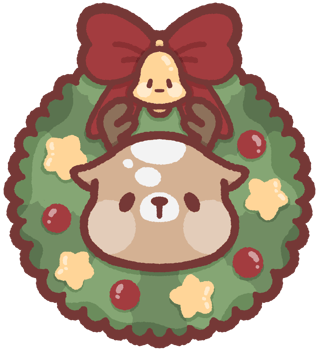 Deer wearing a Christmas wreath png