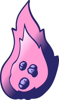 A pink fire with two black stones on it vector