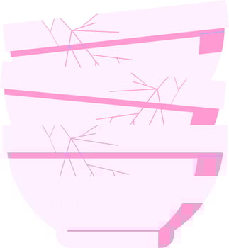 A pink bowl with a tree branch on it vector