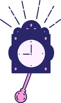 A clock with a pink and purple face and a pink hand vector