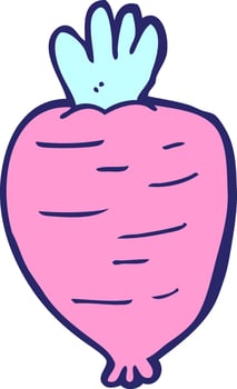 A cartoon beet with a blue hand vector