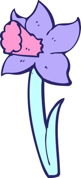 A cartoon flower with a pink stem and purple petals vector