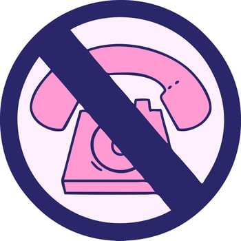 No phone sign with pink telephone in circle vector