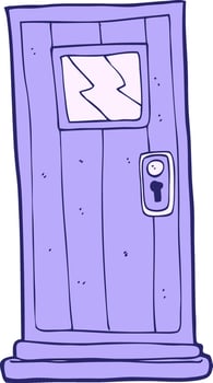 A purple door with a window and a key vector