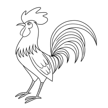 Line Art Rooster Standing Tall vector