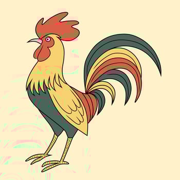 Colorful Rooster Standing Proudly vector