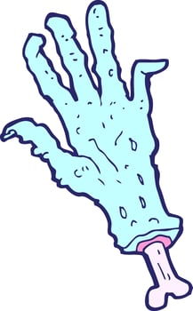 cartoon zombie hand in bright neon color vector
