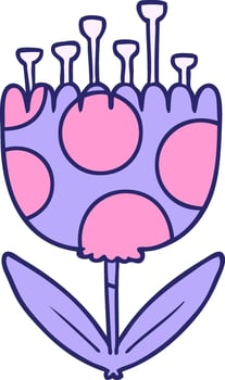 A purple flower with pink polka dots on it vector