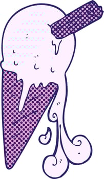 Ice cream with pink swirls and a pink stick vector
