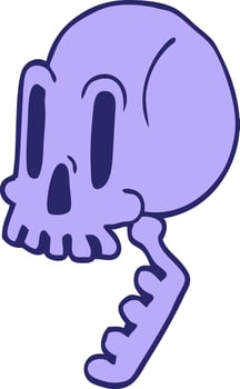cartoon doodle green skull in bright neon color vector