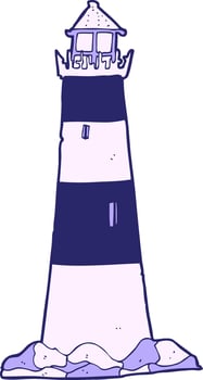 cartoon light house in bright neon color vector