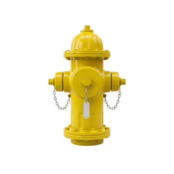 A bright yellow fire hydrant stands isolated on transparent background, ready for emergency water access in an urban environment png