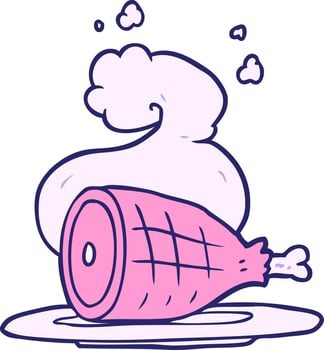 cartoon cooked meat in bright neon color vector