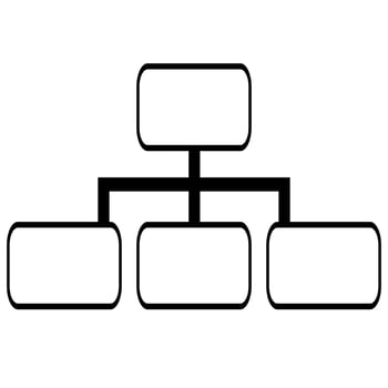 Abstract illustration of a hierarchical structure represented by interconnected rectangular boxes, ideal for organizational charts, network diagrams, or business presentations. vector