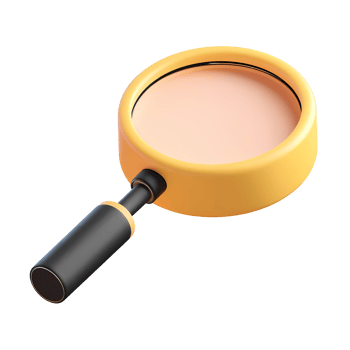 Yellow Magnifying Glass 3D Render Illustration on Transparent Background render png