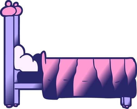 cartoon bed in bright neon color vector