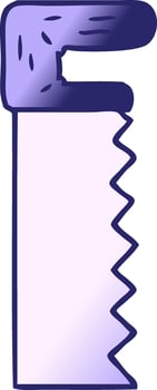 A cartoon saw with a purple handle vector