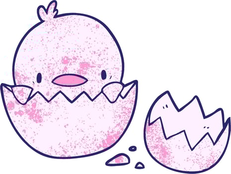 A pink egg with a cracked shell and a baby bird inside vector