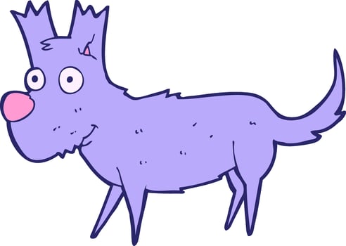 A cartoon dog with purple fur and pink nose vector