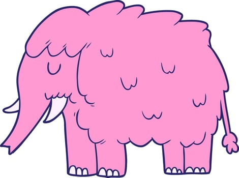 A pink elephant with long hair and a big nose vector