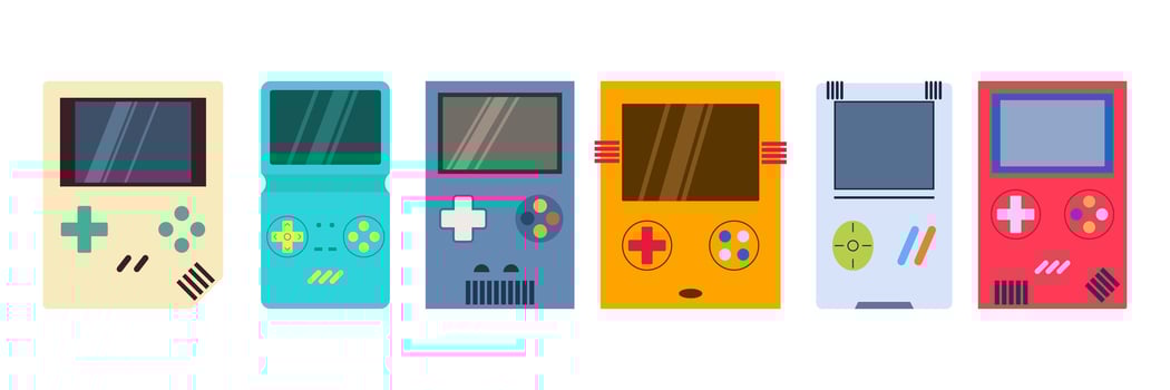 Colorful retro handheld game consoles vector