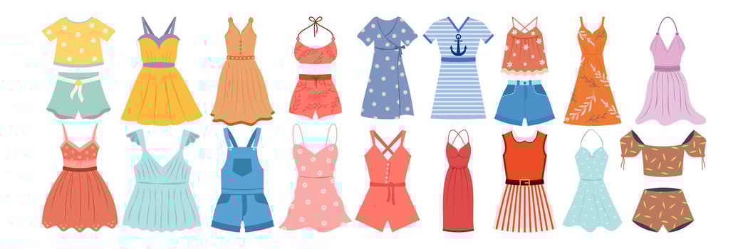 Colorful dresses and outfits collection vector