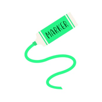 Green marker with wavy ink line vector