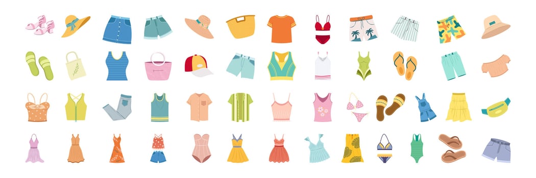 Summer clothing assortment with vibrant colors vector